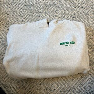 White Fox Boutique Light Gray Sweatshirt with Green Logo